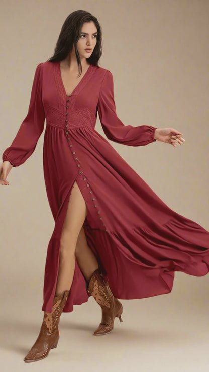 Aurora Belle Maxi Dress Burgundy