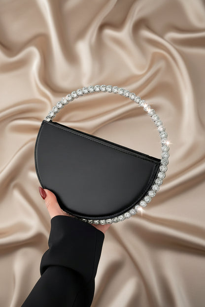 Elegant Rhinestone Circle Evening Clutch